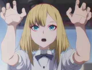 🥀 635df9b8 anime, karakter, rambut pirang, perempuan, gadis, takut telegram sticker