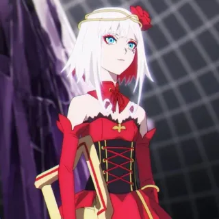 🥀 9e0983e3 Destiny Takt Op. Destiny Anime, Gadis, Gaun merah, Rambut putih, Destiny, Takt Op. Destiny telegram sticker