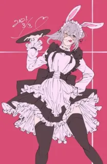 🔅 4aa189aa 2021 3/3 Anime, Thỏ, Maid, Minh họa telegram sticker