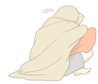😠 9c655894 人, 毯子, 坐着, 躲藏, 独自 telegram sticker