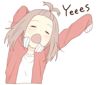 🤗 bfb042bb Yeees 动漫, 女孩, 困, 可爱, 开心, 兴奋, 是的 telegram sticker