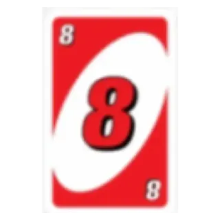 💟 0172ac4b Uno, carte, chiffre, jeu, rouge, huit whatsapp sticker