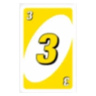 💟 d62b5b6f uno, carte, jaune, jeu, numéro 3 whatsapp sticker