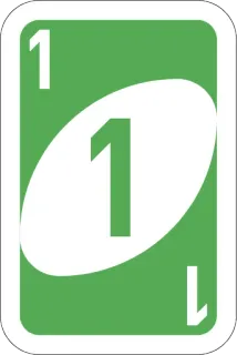 1️⃣ 173a0a9b kaart, spel, nummer, groen, één whatsapp sticker