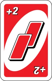 ❤️ 0a91ff72 +2 Uno, Permainan kartu, Merah, Kartu +2 telegram sticker