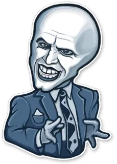 😎 bee9c72c สติกเกอร์, ตัวละคร, ผู้ร้าย, ชุดสูท, หัวล้าน, ชั่วร้าย telegram sticker