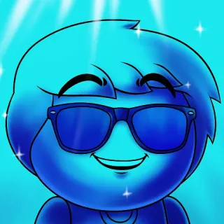 🥶 94b82673 Dessin animé, Bleu, Lunettes de soleil, Souriant, Personnage, Animé telegram sticker