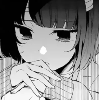 📍 6b98de92 アニメ, 女の子, 漫画, 白黒, ポートレート, かわいい telegram sticker