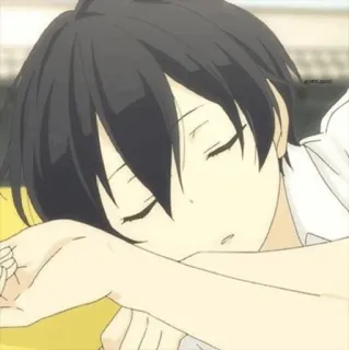 📍 08213003 애니메이션, 자는, 소년, 감은 눈, 카와이, 캐릭터, 만화 telegram sticker