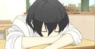 📍 0f3c2ec5 애니메이션, 졸린, 소년, 학교, 책상 telegram sticker