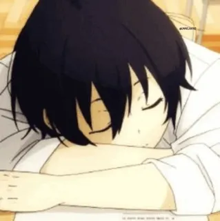 📍 153b5bbb 애니메이션, 자는, 피곤한, 소년, 학교, 책상 telegram sticker