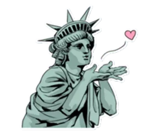 😘 340a028a Statue of Liberty Freiheitsstatue, Liebe, Herz, Kuss, Gruß, Statue telegram sticker