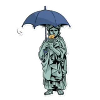 ☂ 42b7f7d6 Statue of Liberty Freiheitsstatue, Regenschirm, Donut, Cartoon, Statue telegram sticker