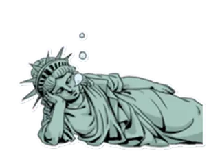 😪 44dda1f0 Statue of Liberty Freiheitsstatue, müde, faul, schlafend, Cartoon telegram sticker