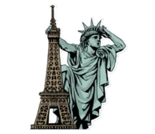 👀 56f8c43a Freiheitsstatue, Eiffelturm, Wahrzeichen, New York, Paris, Reisen telegram sticker