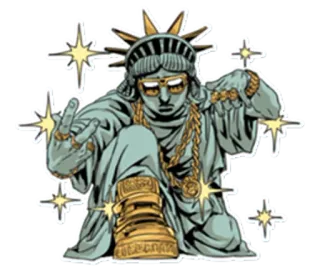 😎 8050c290 Statue of Liberty Freiheitsstatue, Stinkefinger, Goldkette, Sneakers, Attitüde, beleidigend telegram sticker