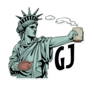 ☕ a5b2b4c5 GJ Freiheitsstatue, Tee, Teekanne, Cartoon, Aufkleber telegram sticker