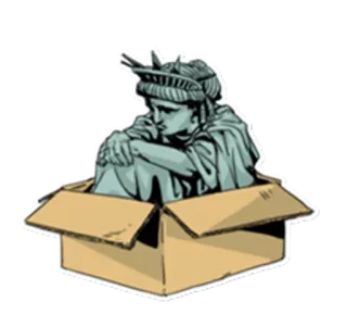 😞 c129cc66 Freiheitsstatue, Kiste, isoliert, traurig, niedergeschlagen telegram sticker