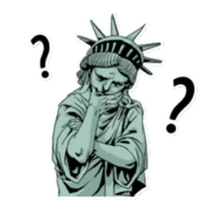 🤔 e17ba874 Statue of Liberty Freiheitsstatue, denken, Frage, Zweifel, Vereinigte Staaten, Denkmal telegram sticker
