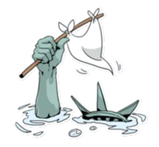 🏳 ecdd25e0 Zombie, Besiegen, Aufgeben, Weiße Flagge, Hand, Wasser, Cartoon telegram sticker