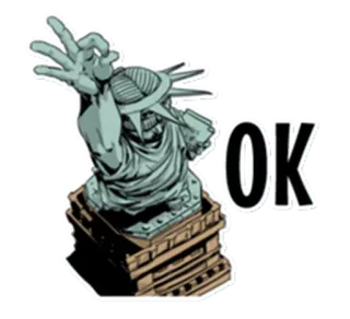 👌 f51a69b1 OK Freiheitsstatue, OK-Zeichen, Cartoon, Zustimmung telegram sticker