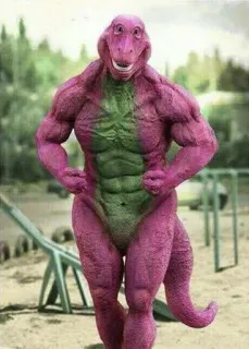🔪 4f488c93 Barney Barney, khủng long, cơ bắp, hài hước, meme telegram sticker