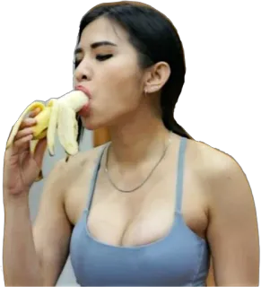 🍌 0be34ec4 女性, バナナ, 食べ物, 食べる whatsapp sticker