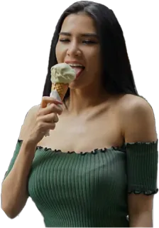 🍦 4f329f03 女性, アイスクリーム, 食べる, デザート, コーン, モデル whatsapp sticker