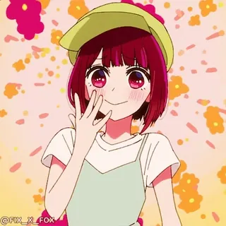 🤭 3a88fb2a @FIX_X_FOX chica anime, pelo rojo, dibujo animado, ilustración, sonrisa, feliz telegram sticker