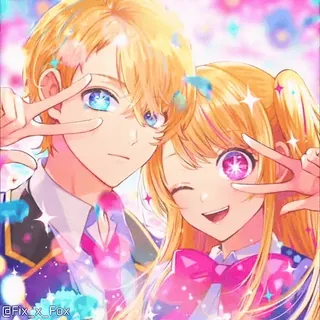 ✨ a9c5a46a @Fix_x_Fox Anime, Manga, Pelo rubio, Pareja, Guiño, Lindo, Arte, Ilustración telegram sticker