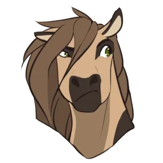 🤔 b7c6db3f koń, zwierzę, kreskówka, ilustracja, koński, portret telegram sticker