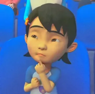 🌝 275c0474 Cartoon, Denken, Kind, Meisje, Peinzend, Expressie, Personage telegram sticker