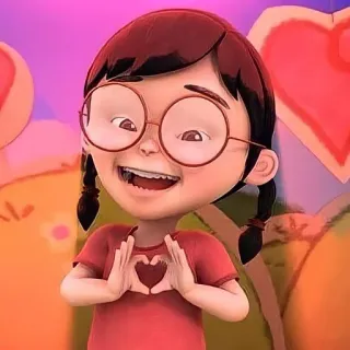 🌝 3786b72f Cartoon, Meisje, Hart, Liefde, Leuk, Glimlach telegram sticker