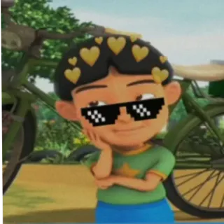 👶 5a145c69 卡通, 太阳镜, 爱心, 儿童, 表情包 telegram sticker