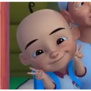 👶 78904079 Upin Upin & Ipin 乌宾, 乌宾和伊宾, 卡通, 角色, 和平, 手势 telegram sticker