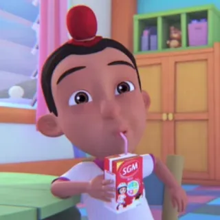 👶 c14a5293 SGM 男孩, 卡通, 喝, 果汁, SGM, 孩子 telegram sticker