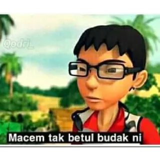 👶 fad2d66b Macem tak betul budak ni 卡通, 角色, 动画, 眼镜, 亚洲 telegram sticker