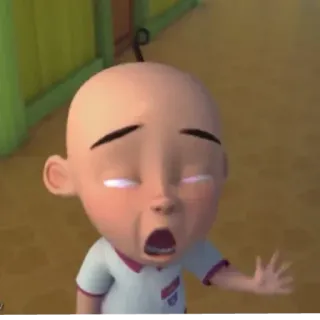 🧑‍🦲 ba87e6e2 Upin Upin & Ipin Мультфильм, Персонаж, Мальчик, Азиат, Уставший telegram sticker