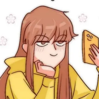 🩸 ed49177f cartoon, anime, girl, phone, selfie, cute whatsapp sticker