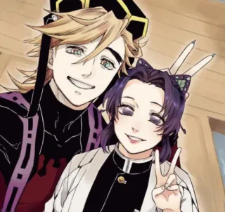 ✌️ 3f1db28c Shinobu Kocho Demon Slayer anime, demon slayer, character, smiling, peace sign telegram sticker