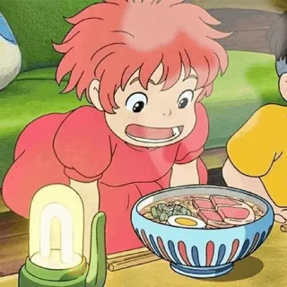 🐽 6a8ed656 Ponyo Anime, Ramen, Nourriture, Animé, Ponyo, Studio Ghibli telegram sticker