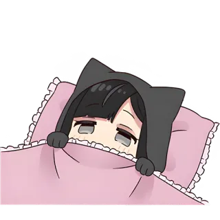 😴 12466d0d อนิเมะ, น่ารัก, นอน, แมว, ผู้หญิง, เตียง telegram sticker