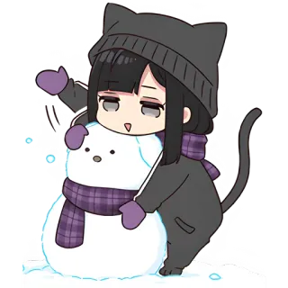 ⛄ 2f511a03 อนิเมะ, ผู้หญิง, ตุ๊กตาหิมะ, ฤดูหนาว, น่ารัก, ผ้าพันคอ, แมว telegram sticker