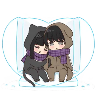 🫶 3e102dad อนิเมะ, คาวาอิ, คู่รัก, ฤดูหนาว, ลูกโลกหิมะ telegram sticker
