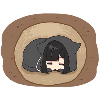 😴 897d7424 อนิเมะ, ผู้หญิง, นอนหลับ, รู, แมว, เสื้อฮู้ด telegram sticker