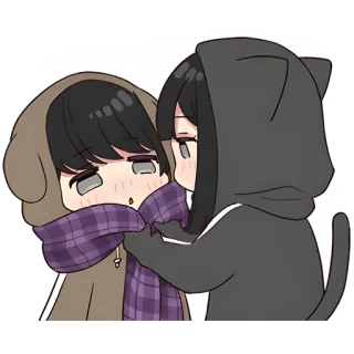 🥺 bc7690b4 อนิเมะ, คาวาอิ, น่ารัก, ผ้าพันคอ, เพื่อน, แมว, หมา telegram sticker