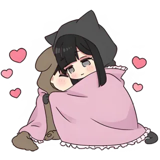 😍 96647853 süß, Anime, Umarmung, Herzen, kawaii telegram sticker