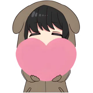 🫶 80ef8bef stile anime, carino, cuore rosa, felpa con cappuccio, cartone animato whatsapp sticker