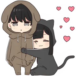🥰 6f148a96 cute, anime, cartoon, kawaii, love, heart, dog, cat telegram sticker
