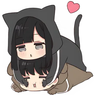 🥰 a69045fb cute, anime, kawaii, cartoon, cat, hoodie, heart, chibi telegram sticker
